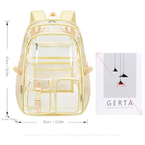 abshoo Large Clear Backpack For Girls Women School Bookbag Heavy Duty Transparent Backpack (Light Yellow) - color: Light Yellow