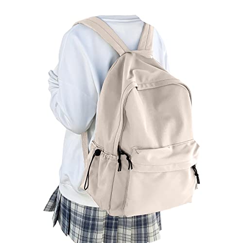 White Bookbags For Teen Girls Boys Waterproof College Backpack Middle School bags Lightweight Travel Rucksack Casual Daypack Laptop Backpacks For Men Women - color: A5-beige
