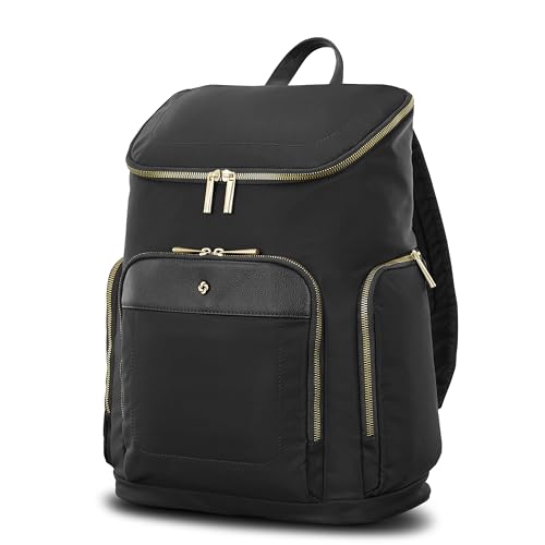 Samsonite Mobile Solutions 2 Deluxe Backpack, Laptop & Tablet Backpack with Padded Compartments, Front Zippered Pocket with Organizer, Water Bottle Pockets, StackIt™ Strap, Work & Travel Bag - Black - color: Black
