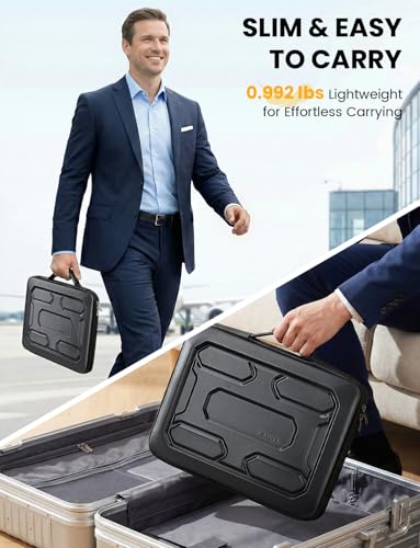 DOMISO Laptop Hard Case 15-16 inch Waterproof Shockproof Hard Shell Laptop Sleeve with Handle & Storage Pocket, Compatible with MacBook, HP, Dell, Black - color: Black, size: 15.6 inch