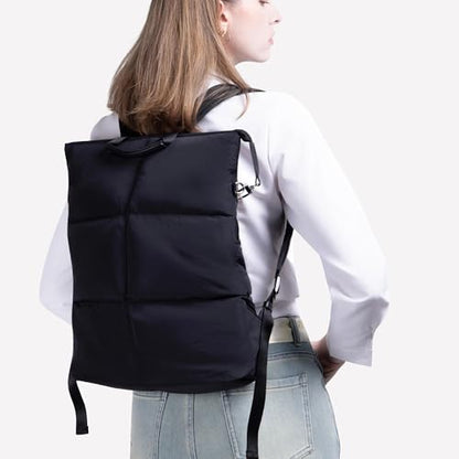 Comfyable Puffy Laptop Backpack for Men and Women, Everyday Computer Backpack Compatible with 16" MacBook Pro M4, Water-Resistant Daypack for Work, College, and Travel, PFAS Free, Black