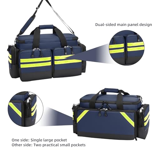 Empty First Aid Bag Medical Bag Home Health,Empty First Aid Storage with Detachable Divider Emergency Responder for Nursing Student,Therapist,Doctors - color: Blue