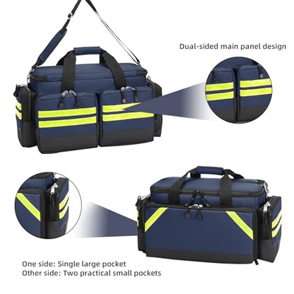 Empty First Aid Bag Medical Bag Home Health,Empty First Aid Storage with Detachable Divider Emergency Responder for Nursing Student,Therapist,Doctors - color: Blue