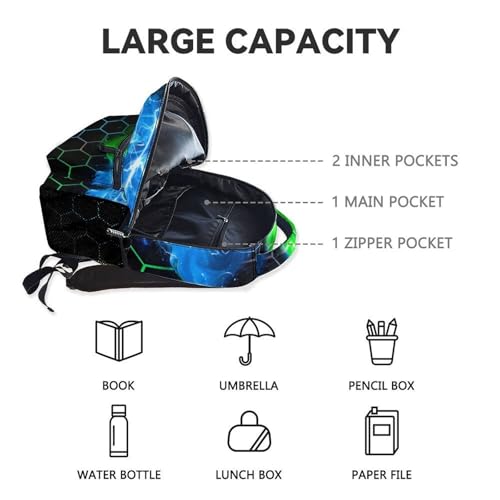 Gamer Backpack for Kids - 17 Inch Gamer Backpacks for Teen Boys, Cool Durable Toddler Schoolbag Gifts for Elementary Travel - color: Black