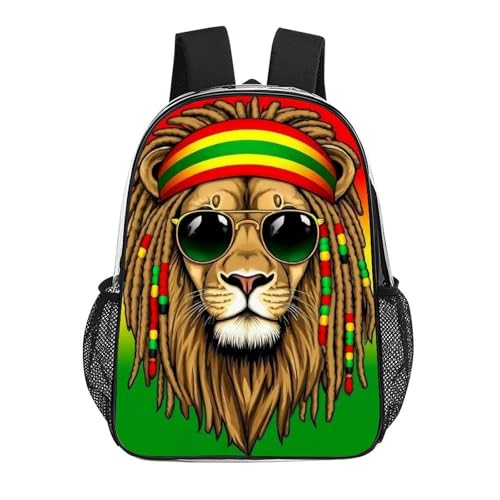 Lightweight Daypack Bookbag for Trekking Business Walking Cycling, Big Capacity Anti-Theft Multipurpose Carry On Bag, Rasta Flag Rastafarian Reggae Lion Business Computer Bag - color: Pattern 217