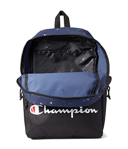 Champion Manuscript Backpack with Padded Adjustable Straps, Water Bottle Pocket for Work, Travel, Daily Use - color: Navy Combo