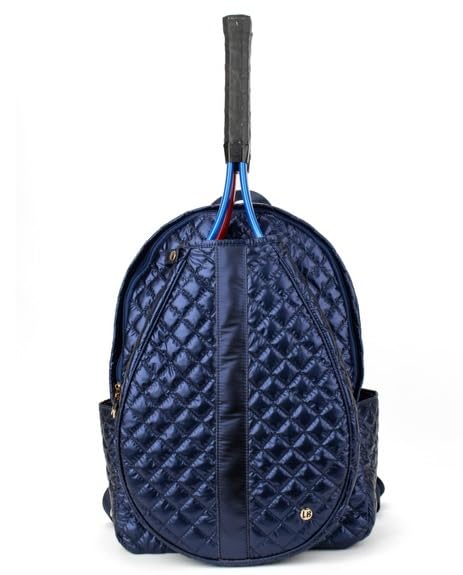 lemonbella Tennis Backpack for Women- Tennis Bag for Women with Tennis Racket Cover + Zipper | Holder Elastic Pockets For Water Bottle | Large Storage Compartment - color: Shimmering Sapphire