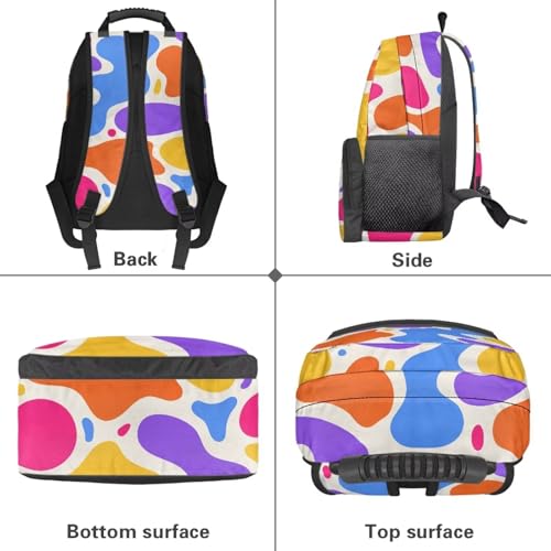 All Over Print Backpack for Women & Men - Abstract Colorful Spot Print 17 In Lightweight Laptop Backpack, Water Resistant College School Bookbag with Side Pockets, Trendy Travel Rucksack - color: Abstract Colorful Spot Print
