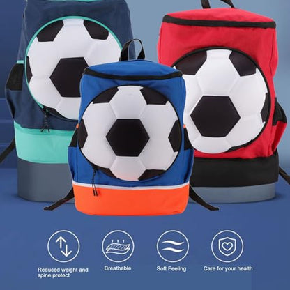 Soccer Backpack with Ball Compartment, Shoe Compartment, Football Bag with Shoe Compartment, Water Resistant, Men & Women, Basketball Bag, for - color: Green with Blue, size: Children Size (Fits Size 4 Ball)