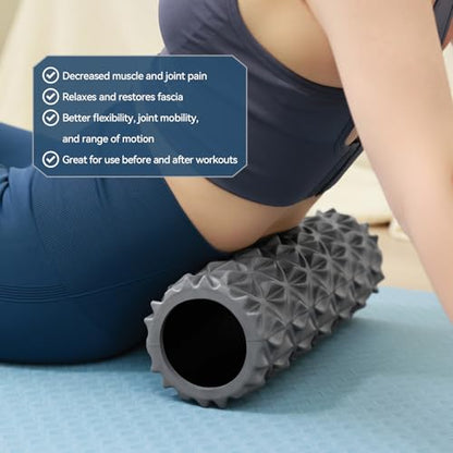 Foam Roller - 15 inch Deep Tissue Massager for Muscle Massage, Myofascial Trigger Point Release, Exercise, Yoga, Pilates & Stretching(Gray) - color: Gray