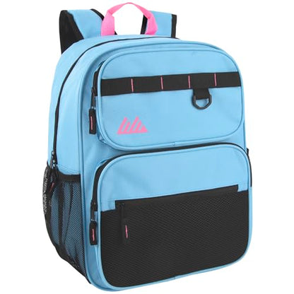 Summit Ridge Travel Backpack for Men and Women, Spacious Work Daypack with Water Bottle Pockets (Light Blue) - color: Light Blue