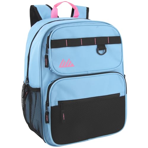 Summit Ridge Travel Backpack for Men and Women, Spacious Work Daypack with Water Bottle Pockets (Light Blue) - color: Light Blue