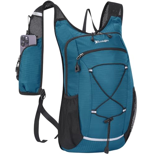 15L Small Hiking Backpack Lightweight Hydration Backpack for Men Women, Warterproof Hiking Daypack for Travel Cycling - color: Green