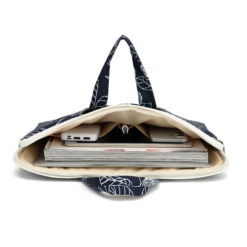 canvaslife Patten Waterproof Laptop Shoulder Messenger Bag Case Sleeve for 14 Inch 15 Inch Laptop Briefcase 15.6 Inch (Blue leaves) - color: Blue Leaves