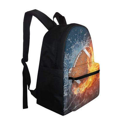 AFPANQZ Men's Backpacks Basketball Fire Print Big Capacity Schoolbags with Front Pocket Bookbag Waterproof Rucksack Multi-function Pockets School Bags for Elementary School - color: Baseball Fire