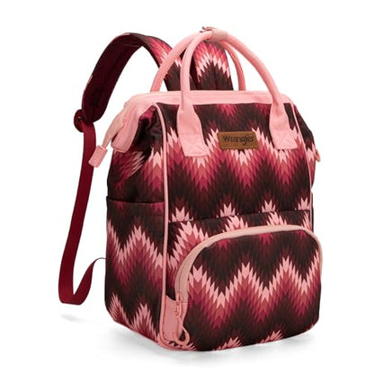 Montana West Wrangler Aztec Callie Diaper Bag Backpack with Stroller Straps Multifunction Baby Travel Bag WG2211-9110DPK - color: Classic Dark Pink