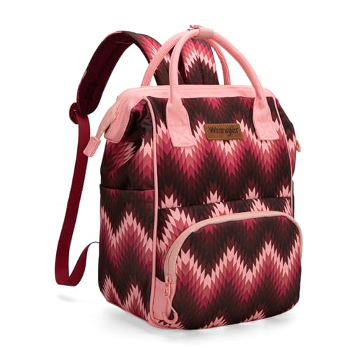 Montana West Wrangler Aztec Callie Diaper Bag Backpack with Stroller Straps Multifunction Baby Travel Bag WG2211-9110DPK - color: Classic Dark Pink