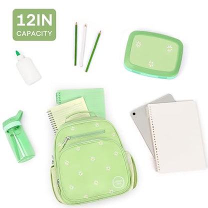 mibasies Toddler Backpacks for Girls 2-4: Quilted Backpack for Preschool Prek Daycare - Cute 12 Inches Bookbag for Little Kids Daisy Green - color: Daisy Green, style: Toddler-12"h(not Fit Folder)