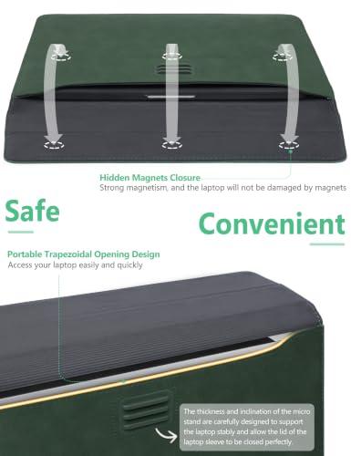 HYZUO 13.3-14 Inch Laptop Sleeve Case Bag with Adjustable Stand for MacBook Pro 14 M5/M4/M3/M2/M1 Pro/Max A3426 A3427 2026-2021, MacBook Air/Pro 13.3, 13.8-13.5 Surface Laptop, Midnight Green - color: Midnight Green, size: 13.3-14 Inch