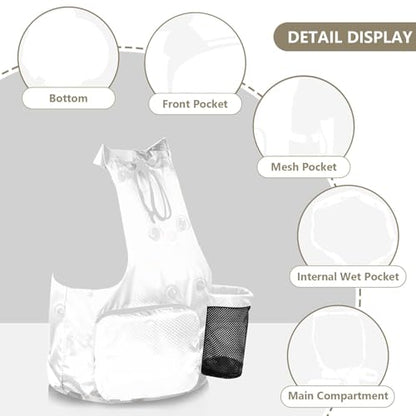 Drawstring Backpack Gym Sackpack With Water Bottle Pocket Dry Wet Separation