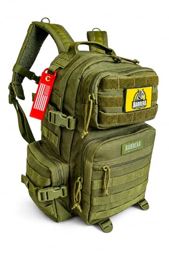 BARRERA Tactical Backpack 25L, Small Military MOLLE Backpack, EDC Assault Pack for Men & Women, Durable Water Resistant Backpack for Hiking, Camping, Travel, Bug Out Bag (Army Green/Olive Drab) - color: Olive Drab, size: 25 L