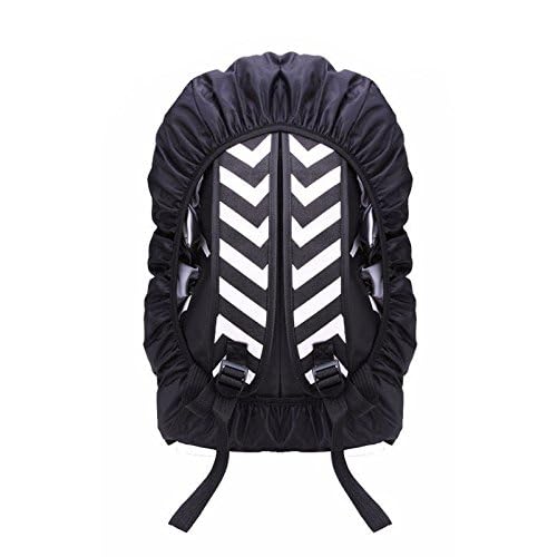 Hi-Visibility Backpack Rain Cover with Reflective Strip 100% Waterproof Ultralight Backpack Cover, Storage Pouch, for Hiking, Camping, Biking, Outdoor, Traveling - color: Black 1 Pack