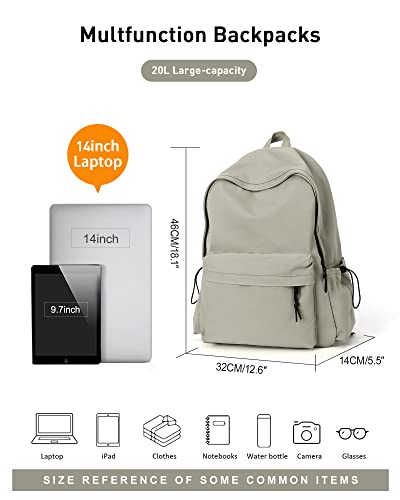BJLFS Green School Backpack for Girls Water Resistant High School Book Bag Simple Backpack for Teens Boys Girls, Lightweight Simple Middle School Back Pack Daypack - color: Small Green