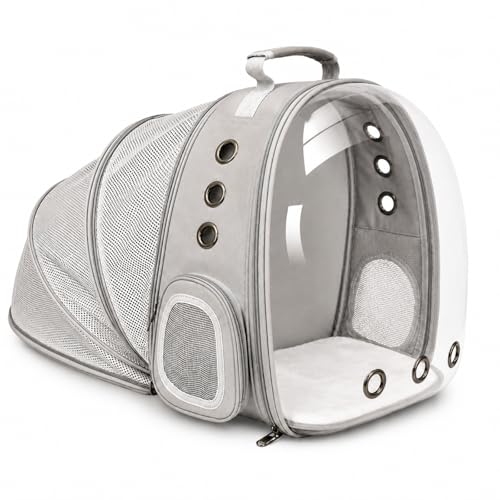 Expandable Cat Carrier Backpack with Bubble Window, Grey - color: Grey