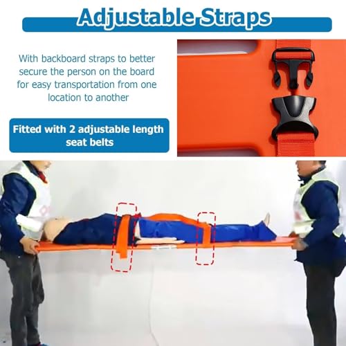 Spine Board Stretcher, Portable Emergency Rescue Stretcher, Folding Plastic Stretcher, Patient Transport Medical Stretcher Fire Rescue Stretcher, for Hospitals/Clinics/Families/Sports Fields 4folds