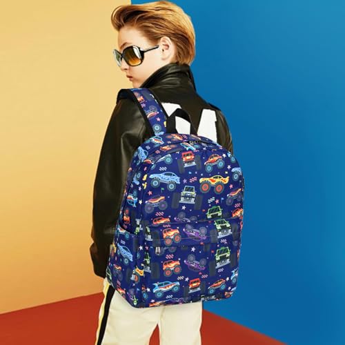 CAMTOP Preschool Backpack for Kids Boys Girls Toddler Backpack Kindergarten School Bookbags for Age 3-8 (Navy Big Wheels) - color: Navy Big Wheels