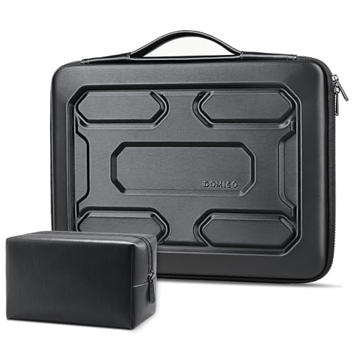 DOMISO Laptop Hard Case 15-16 inch Waterproof Shockproof Hard Shell Laptop Sleeve with Handle & Storage Pocket, Compatible with MacBook, HP, Dell, Black - color: Black, size: 15.6 inch