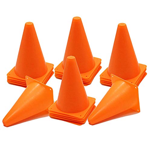 [ 48 Pack ] 7 Inch Plastic Traffic Cones Field Marker Cones Sport Training Traffic Cone Sets for Skate Soccer Indoor/Outdoor Agility Training & Festive Events Physical Education Flexible - Orange