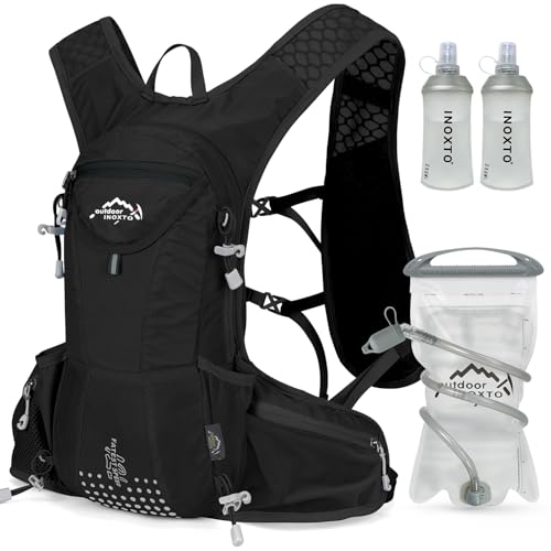 IX INOXTO Hydration Pack Backpack, Lightweight Water Backpack with 2L Hydration Bladder Daypack for Men Women,Running Hydration Vest for Trail Running Hiking Cycling Race Climbing - color: All black