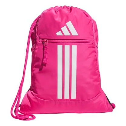 adidas Alliance Sackpack – Drawstring Backpack for Sports, Small Gym Bag, Team Shock Pink 2/White/3, OSFA - color: Team Shock Pink 2/White/3