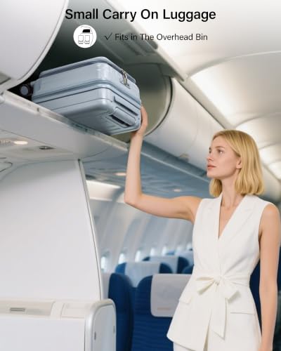 Hanke Top Opening Carry-On - Expandable 16 Inch Airline Approved Spinner | Easy-access top opening,360° spinner wheels,lightweight expandable hardshell, fits overhead bins,for overnight business trips - color: Grey, size: 16 Inch Expandable