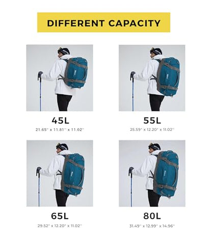 Ubon Large Duffel Bag Weekender Bags with Shoe Compartments 4-Way Sports Gym Backpack with Padded Straps Camping Traveling Duffle Bag - color: Dark Teal, size: 80L