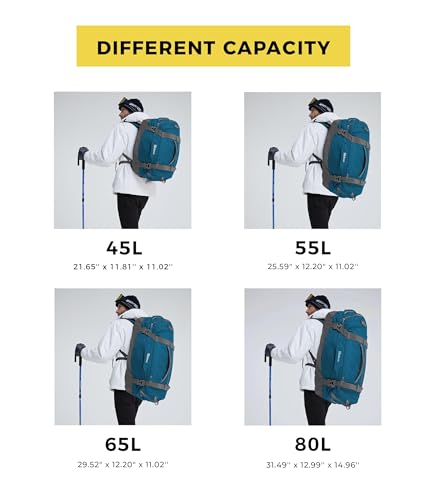 Ubon Large Duffel Bag Weekender Bags with Shoe Compartments 4-Way Sports Gym Backpack with Padded Straps Camping Traveling Duffle Bag - color: Dark Teal, size: 55L