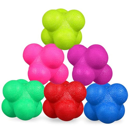 balacoo 6pcs Colorful Reaction Balls Hexagonal Motor Response Training Balls Reflex Training Toys Fitness Equipment Goalkeeper