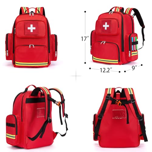 Gatycallaty First Aid Backpack Medical Emt First Responder Bag Empty Ems Emergency Home Health Hiking Trauma Travel Camping (Red, Large - pack of 2) - color: Red, size: Large - pack of 2