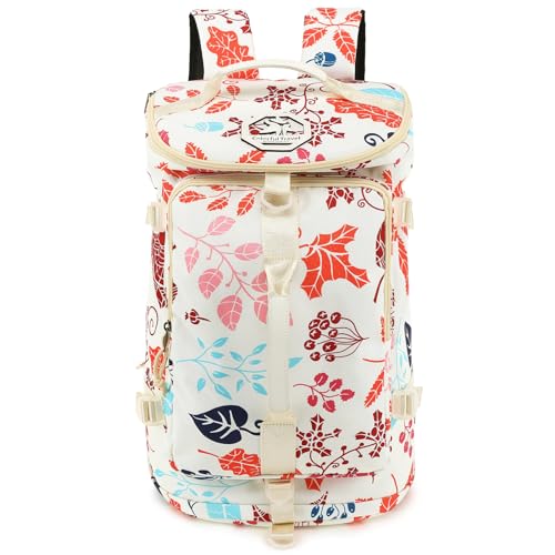 gym duffel bag backpack wrestling bag with shoe compartment 4 kinds of back method waterproof sports walking laptop - color: A-floral Sea Salt White