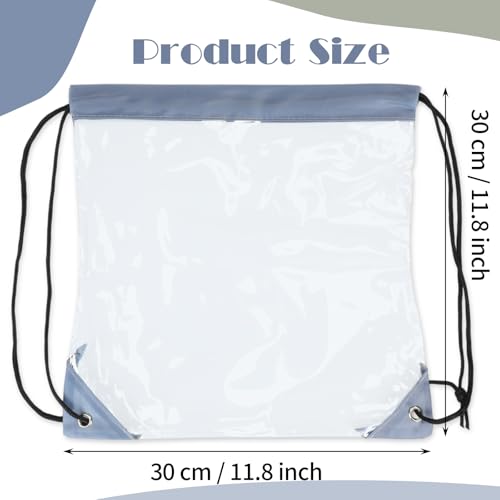 Shappy 30 Pcs Clear Drawstring Backpack, Plastic Waterproof Transparent Stadium Bags String Bag for Gym Travel (Gray) - color: Gray