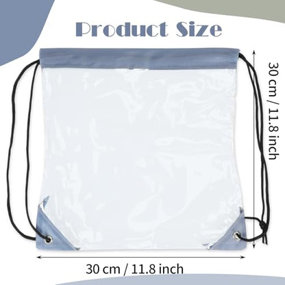 Shappy 30 Pcs Clear Drawstring Backpack, Plastic Waterproof Transparent Stadium Bags String Bag for Gym Travel (Gray) - color: Gray