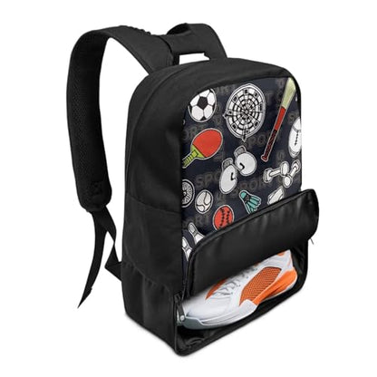 18.5in Basketball Backpack Basketball Bag with Shoe Compartment & Ball Holder, Waterproof Bag for Soccer Volleyball - color: Multi Sports Equipment Print