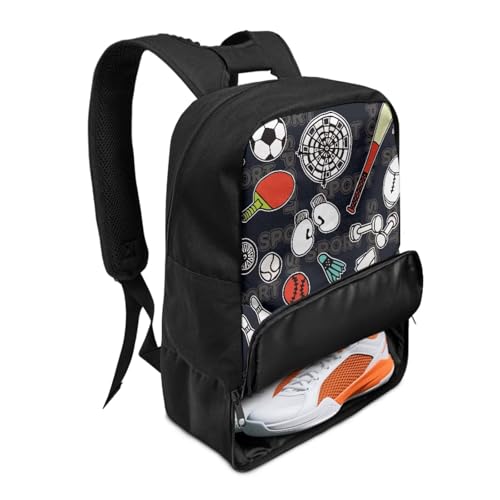 18.5in Basketball Backpack Basketball Bag with Shoe Compartment & Ball Holder, Waterproof Bag for Soccer Volleyball - color: Multi Sports Equipment Print
