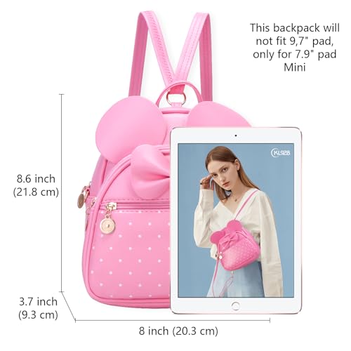 KL928 Girls Mini Backpack Bowknot Polka Dot Cute Small Daypacks Convertible Shoulder Bag Purse for Women - color: L.pink