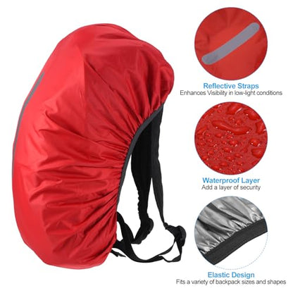 PATIKIL Waterproof Backpack Rain Cover, Non-Slip Backpack Cover with Vertical Reflective Strap Stay Dry for Hiking, Camping, Hunting - color: Red, size: Small