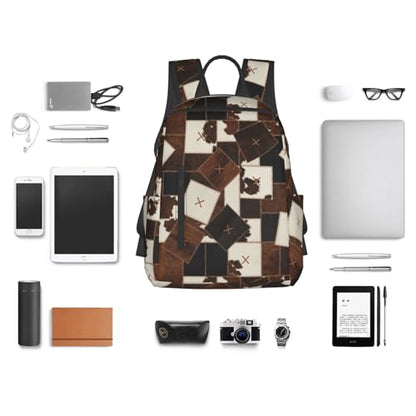 Stylish Daily Shoulder Backpack Cow Print Cow Fur Texture Abstract Leather Texture Cowhide Patchwork, Practical Multi-scene Daypack for Road Trip Picnic Walking Men Women - color: Picture (1181)