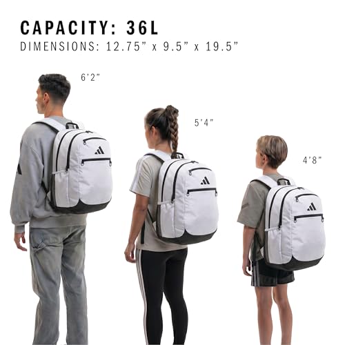 adidas Striker 3 Team Sports Backpack – Daypack for Sports Gym Travel, 36L - color: White/Black