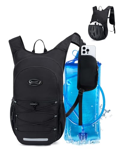 Hydration Backpack with 2L Water Bladder, Hiking Water Backpack - color: Black