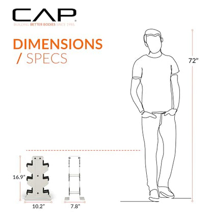 CAP Dumbbell Set with Rack, Rubber Coated Hex Free Weight Set | 100–300 lb Options, Vertical Space-Saving Storage for Home Gym Strength Training - size: 100 lb Set - Light Gray Rack, style: Comfort Handle